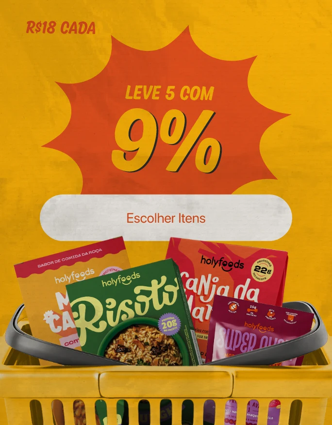 Promoção da compra rápida: leve 5 itens por R$ 18 cada, com 9% de desconto.