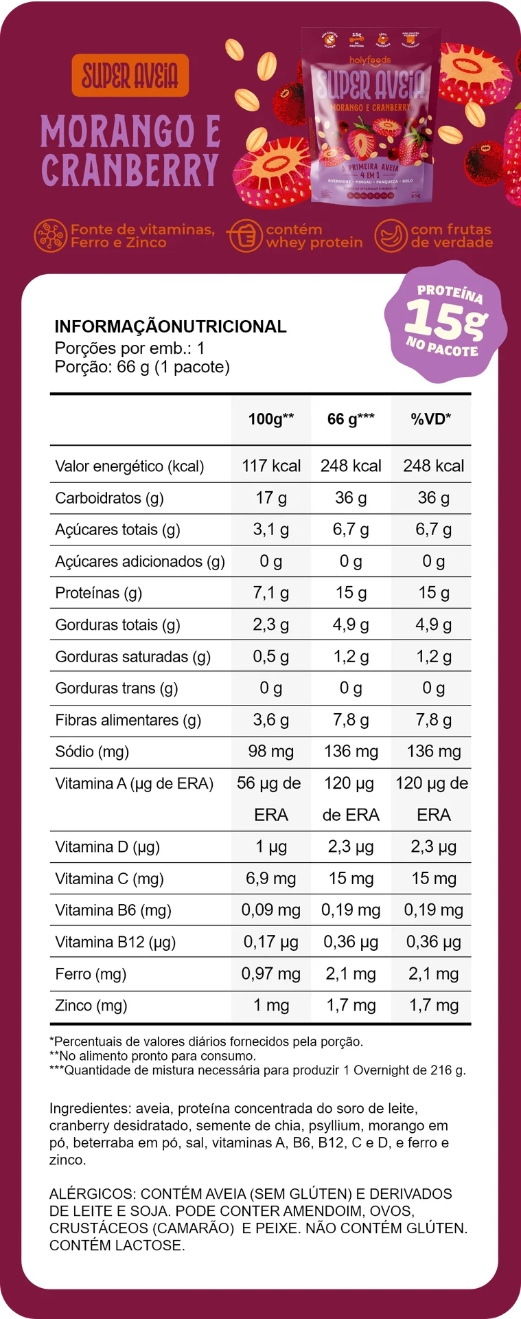 Super Aveia Morango e Cranberry