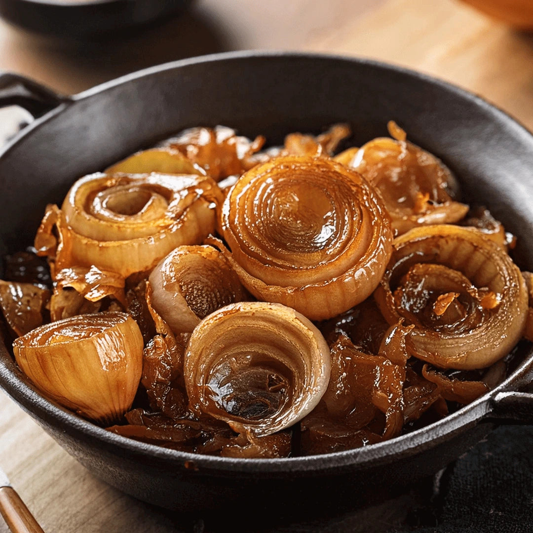 Cebola crocante ou caramelizada por cima